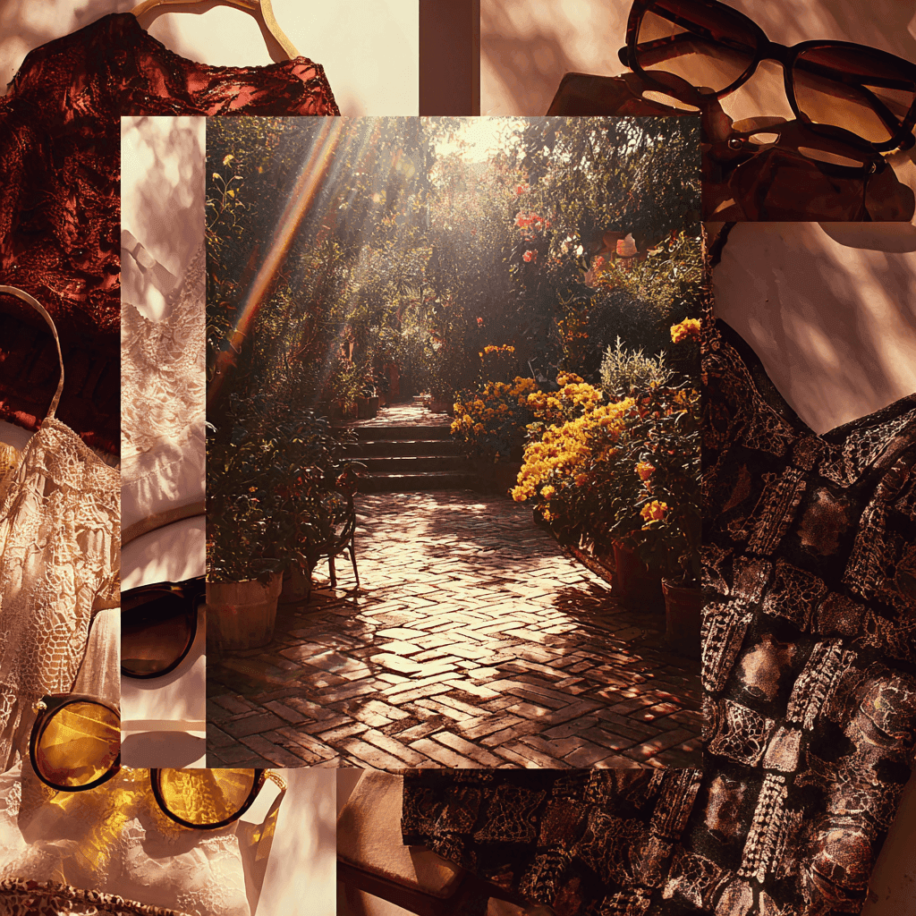 Editorial wardrobe styling composition